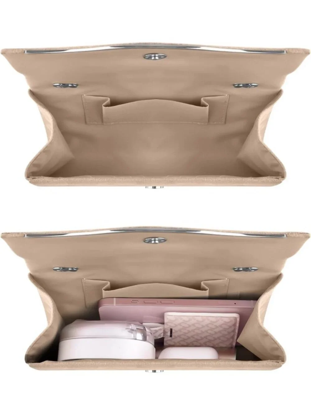Women's D Apricot Suede Envelope Clutch Purse Formal Evening Wedding Party Bag